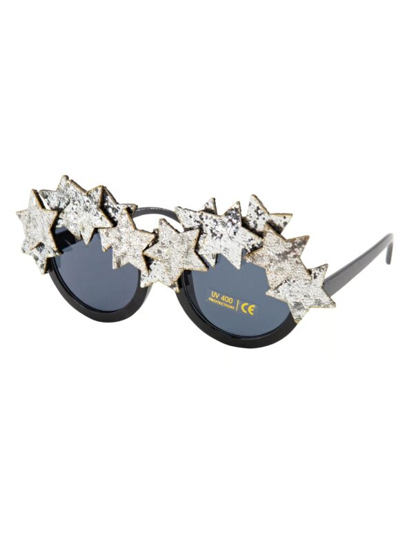 Kostümzubehör Brille mit Sternen schwarz/silber