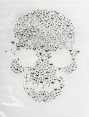 Kostümzubehör Bügelbild Kristallschädel silber 7