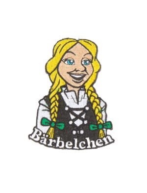Kostümzubehör Bügelpatch Bärbelchen 10cm Farbe: schwarz/weiß