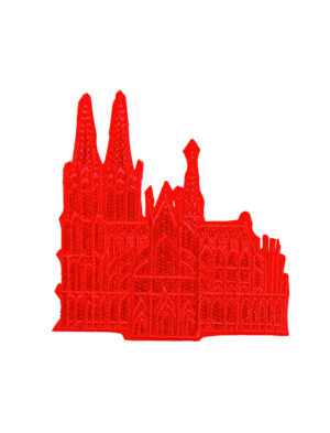 Kostümzubehör Bügelpatch Kölner Dom rot 15cm