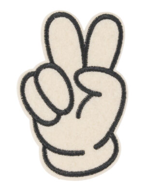 Kostümzubehör Bügelpatch Peace Hand 9cm schwarz/weiß