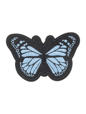 Kostümzubehör Bügelpatch Schmetterling 10cm schwarz/blau