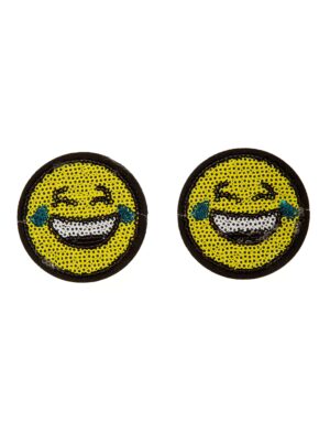 Kostümzubehör Bügelpatch Smiley Lachen 2 Stk. Farbe: gelb