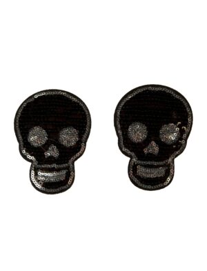 Kostümzubehör Bügelpatch Totenkopf 2 Stk. Farbe: schwarz