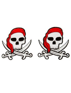 Kostümzubehör Bügelpatch Totenkopf Pirat 2 Stk. Farbe: weiß
