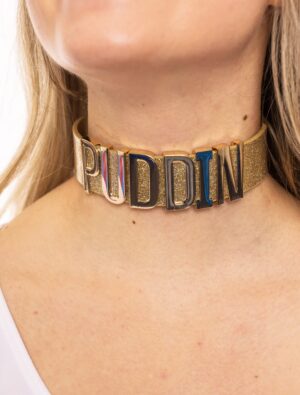 Kostümzubehör Choker Puddin mit Schnalle Damen gold