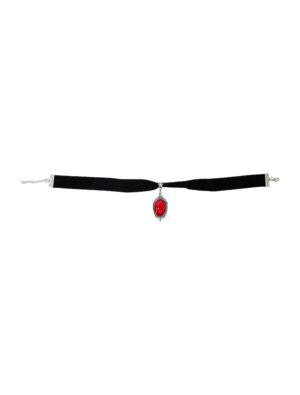 Kostümzubehör Choker Samt mit Amulett Damen schwarz/rot