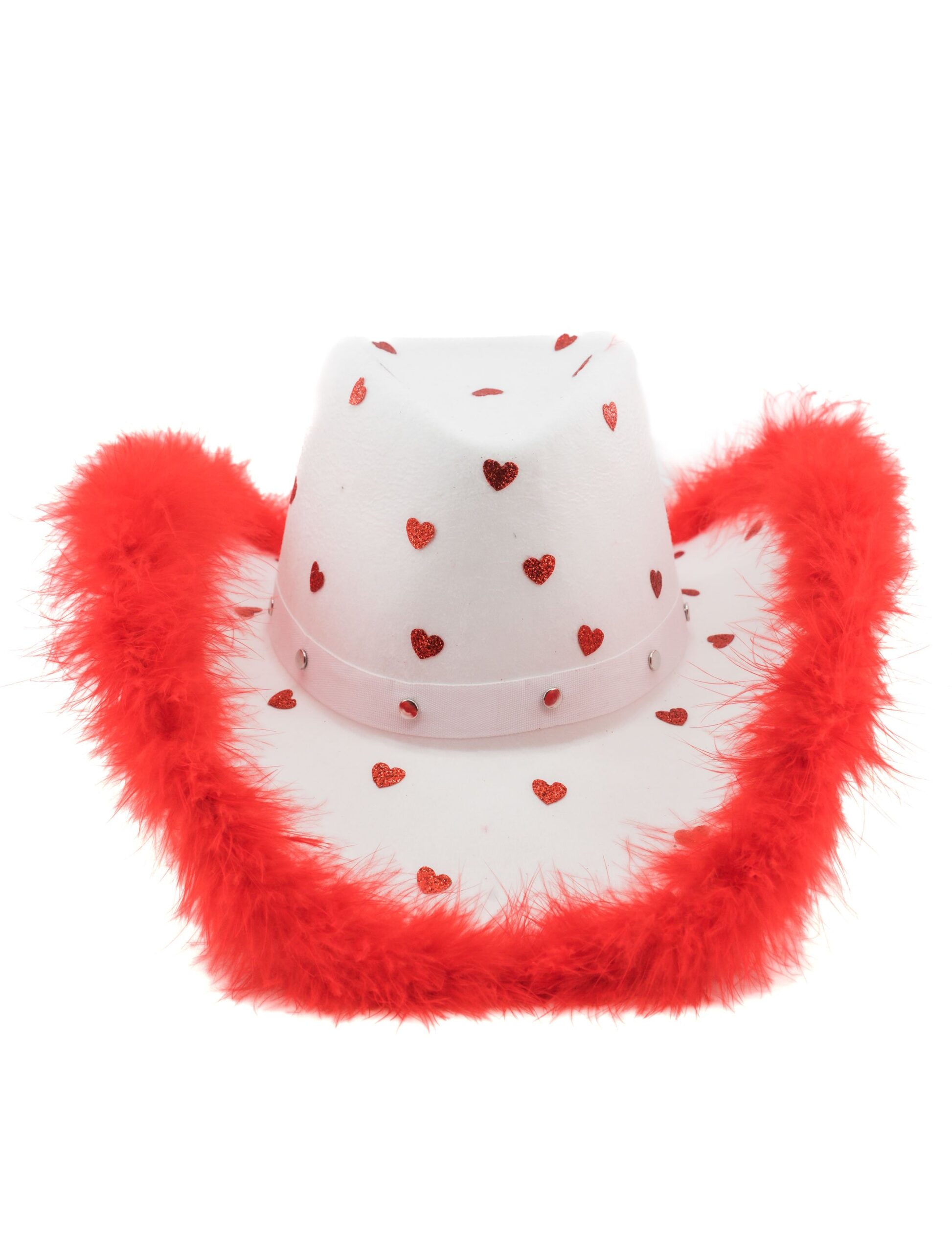 Kostümzubehör Cowgirlhut mit Marabu und Herzchen Damen rot/weiß one size 1 Kostümzubehör Cowgirlhut mit Marabu und Herzchen Damen rot/weiß one size