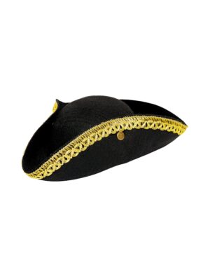 Kostümzubehör Dreispitz Pirat mit goldener Borte schwarz 59