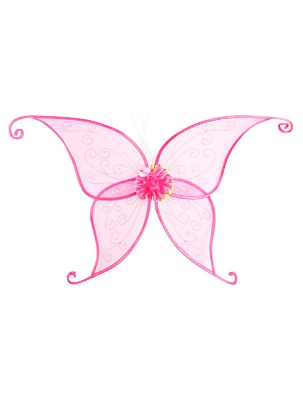 Kostümzubehör Elfenflügel mit Blumen 96x50cm pink
