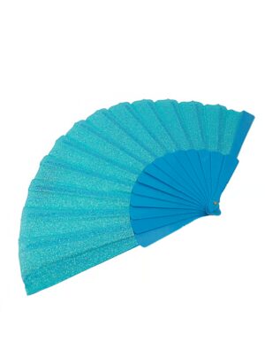 Kostümzubehör Fächer mit Glitzer blau