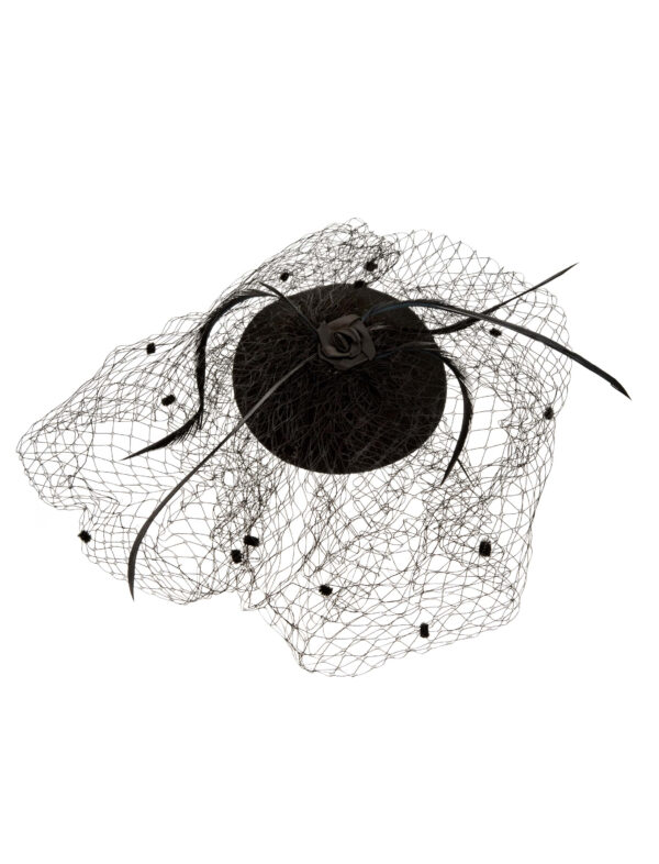 Kostümzubehör Fascinator mit Clip schwarz