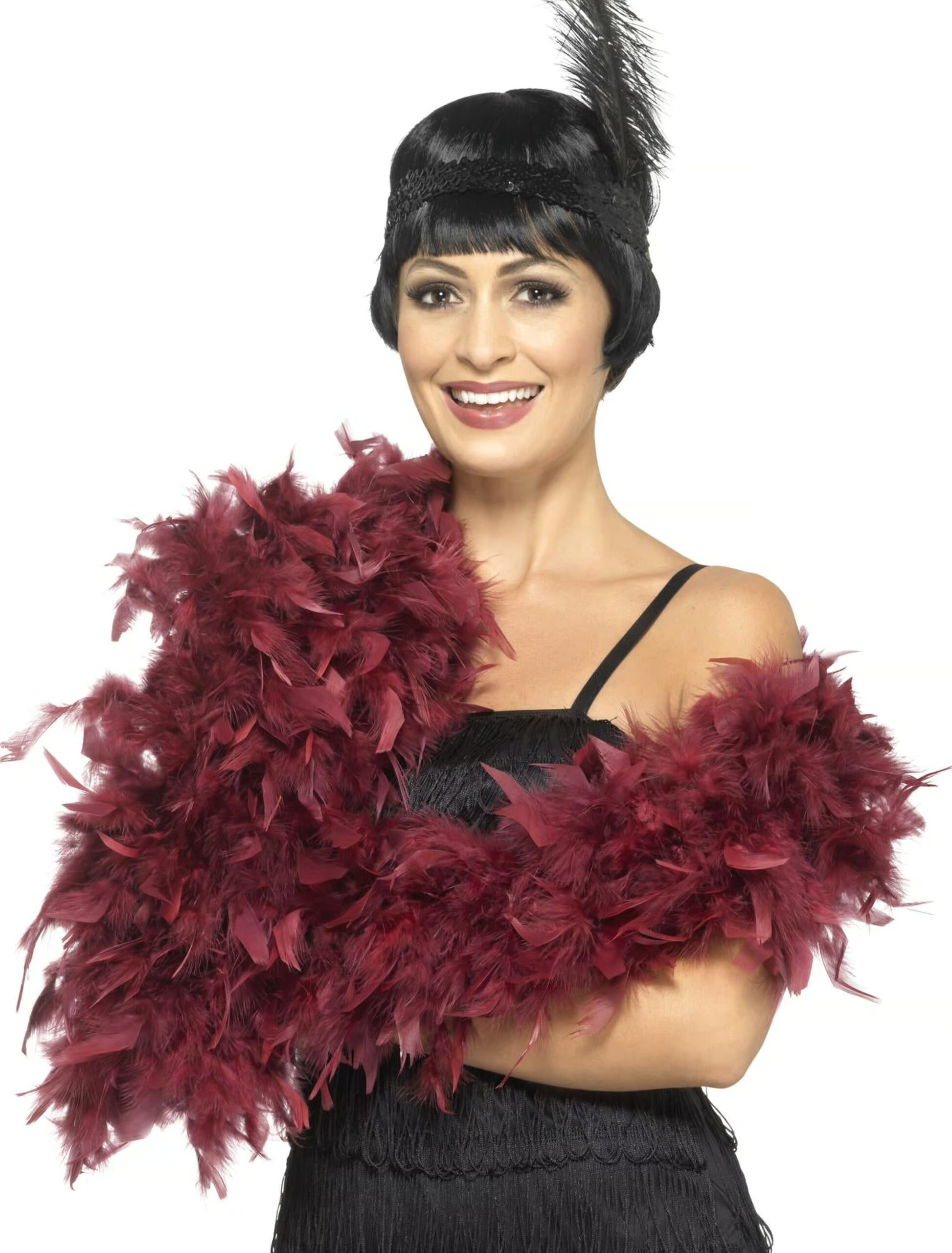 Kostümzubehör Federboa 80g 180cm Damen bordeaux 1 Kostümzubehör Federboa 80g 180cm Damen bordeaux