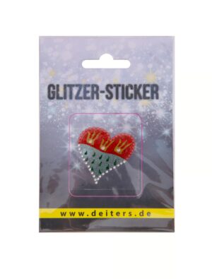 Kostümzubehör Glitzer-Tattoo Köln Herz geschwungen mit Strass Farbe: rot/weiß