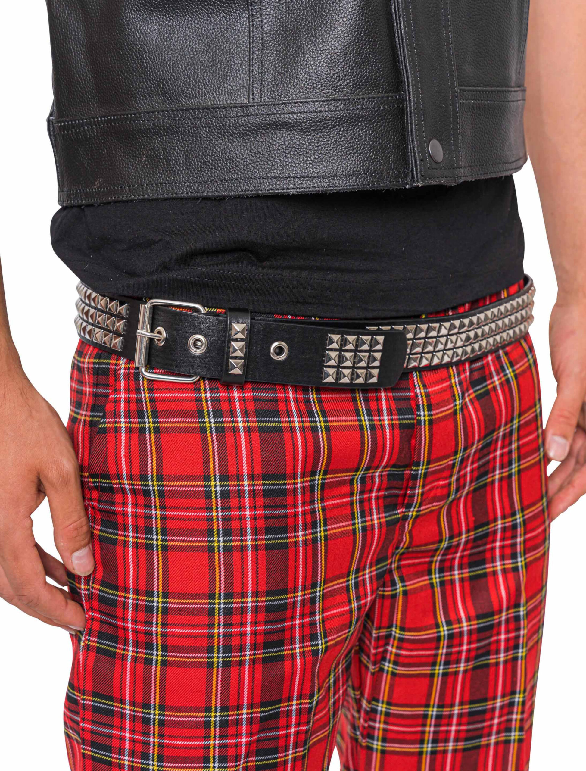 Kostümzubehör Gürtel mit Nieten schwarz 92-107cm 1 Kostümzubehör Gürtel mit Nieten schwarz 92-107cm