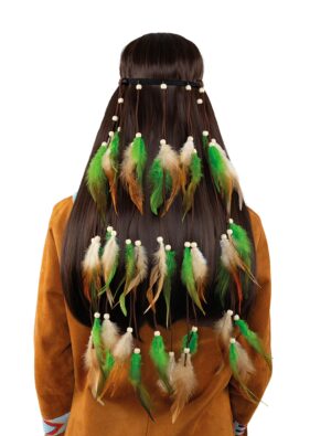 Kostümzubehör Haarband Boho mit Federn grün