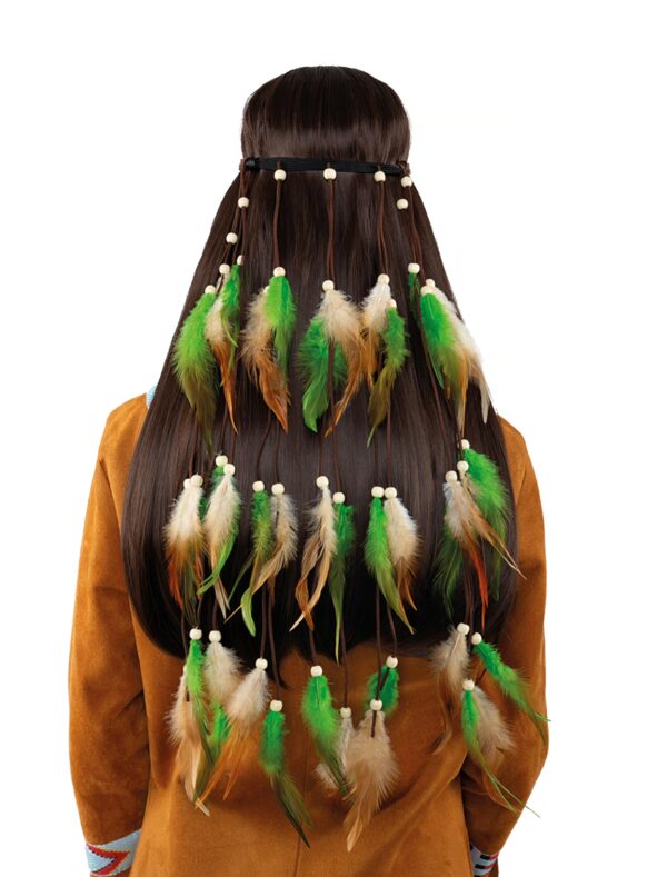 Kostümzubehör Haarband Boho mit Federn grün