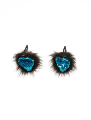 Kostümzubehör Haarclip Ohren Pailletten schwarz/blau