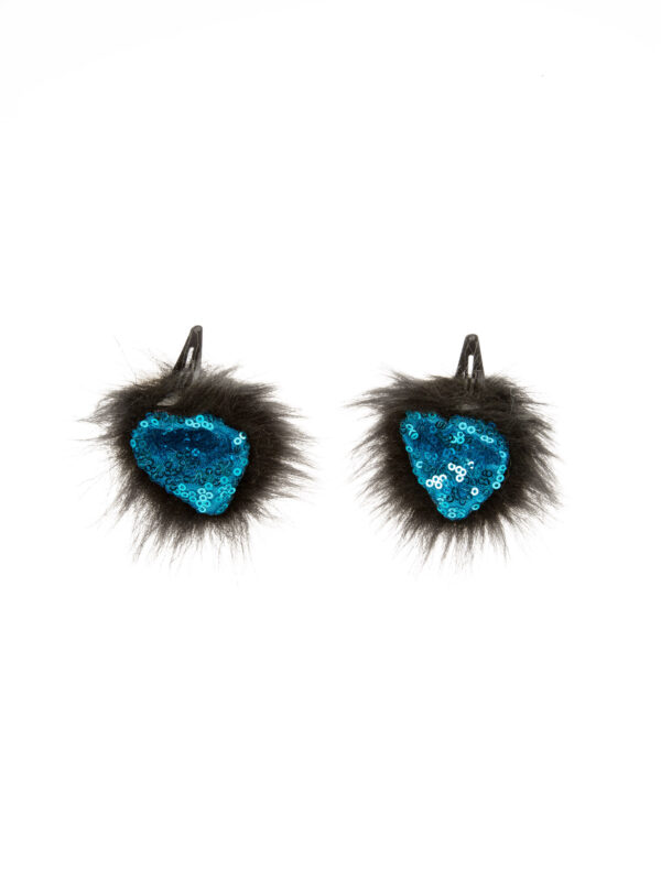 Kostümzubehör Haarclip Ohren Pailletten schwarz/blau