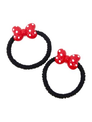 Kostümzubehör Haargummis Maus rote Schleife schwarz/weiß/rot