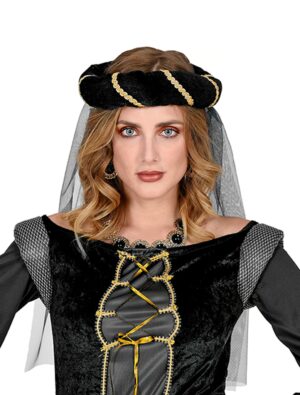Kostümzubehör Haarkranz mit Schleier schwarz