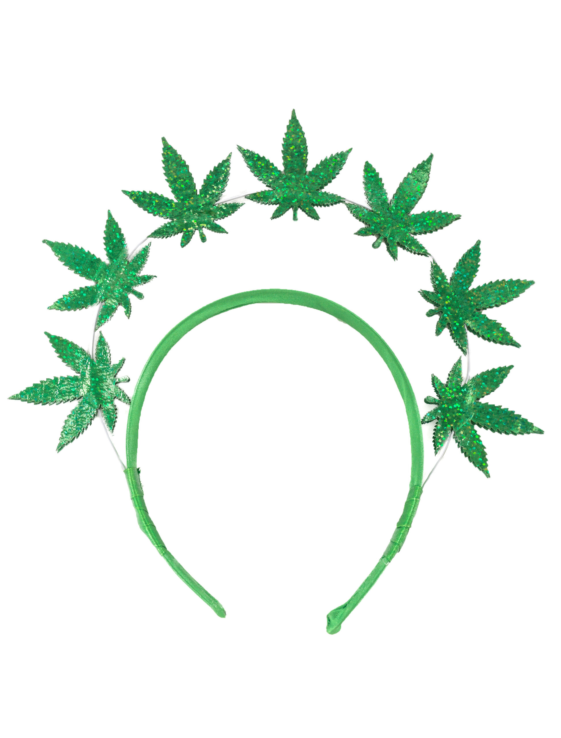 Kostümzubehör Haarreif 7 Cannabisblätter grün 1 Kostümzubehör Haarreif 7 Cannabisblätter grün