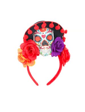 Kostümzubehör Haarreif Dia de los Muertos bunt Farbe: bunt