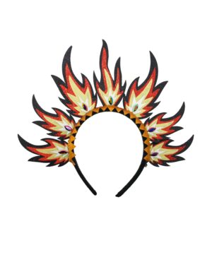Kostümzubehör Haarreif Flammen mit Steinen schwarz/weiß/rot