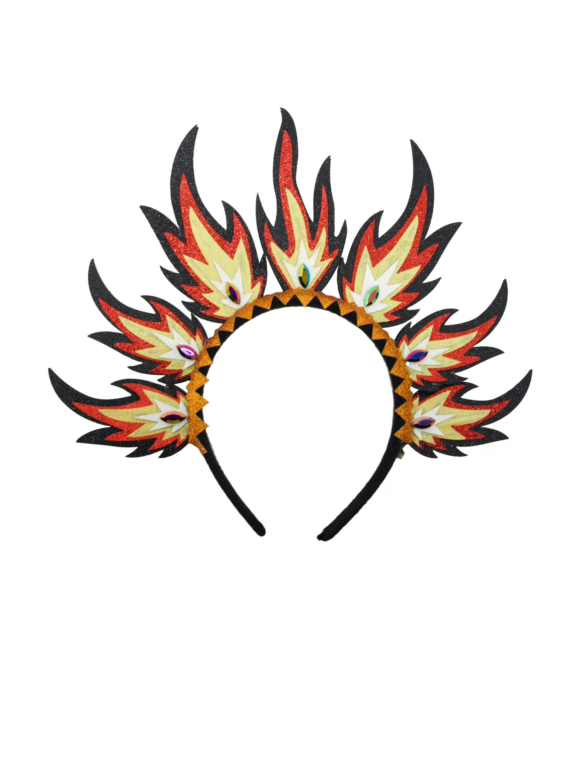 Kostümzubehör Haarreif Flammen mit Steinen schwarz/weiß/rot 1 Kostümzubehör Haarreif Flammen mit Steinen schwarz/weiß/rot