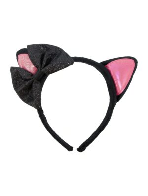 Kostümzubehör Haarreif Katze mit Schleife schwarz