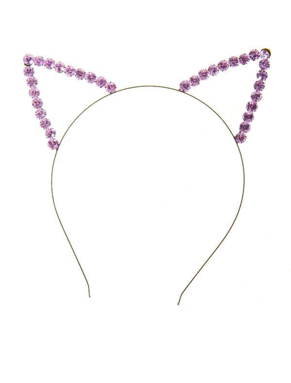 Kostümzubehör Haarreif Katzenohren mit Steinen Farbe: pink
