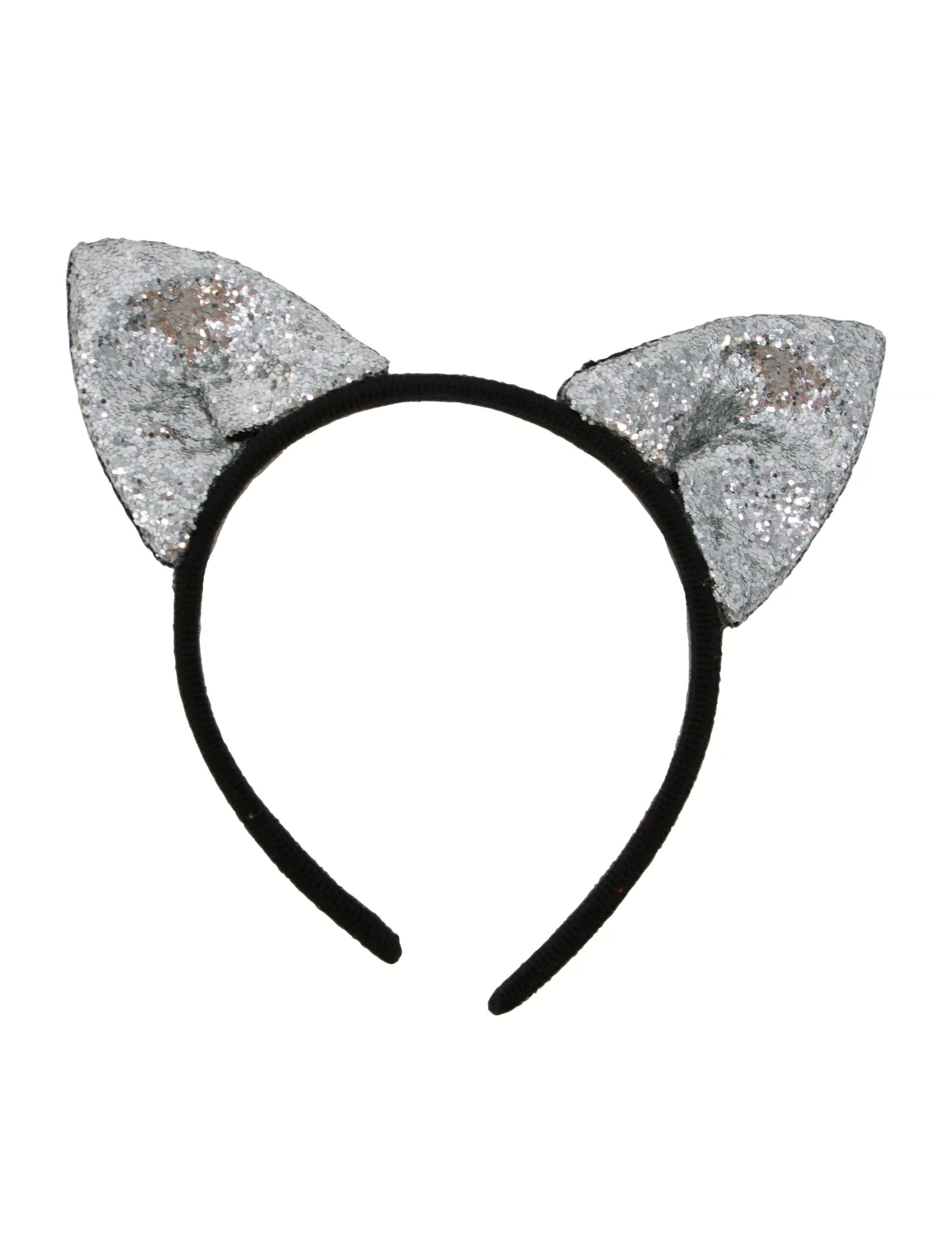 Kostümzubehör Haarreif Katzenohren schwarz/silber 1 Kostümzubehör Haarreif Katzenohren schwarz/silber