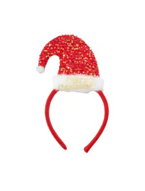 Kostümzubehör Haarreif Merry Christmas rot/weiß
