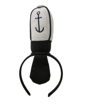 Kostümzubehör Haarreif Mütze mit Anker schwarz/weiß