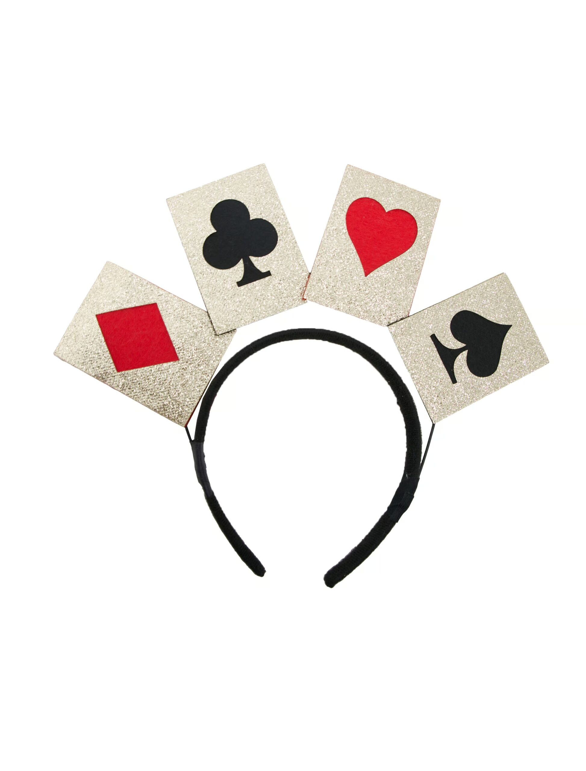 Kostümzubehör Haarreif Spielkarten Glitzer rot/schwarz 1 Kostümzubehör Haarreif Spielkarten Glitzer rot/schwarz