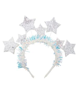 Kostümzubehör Haarreif Sterne mit Lametta silber