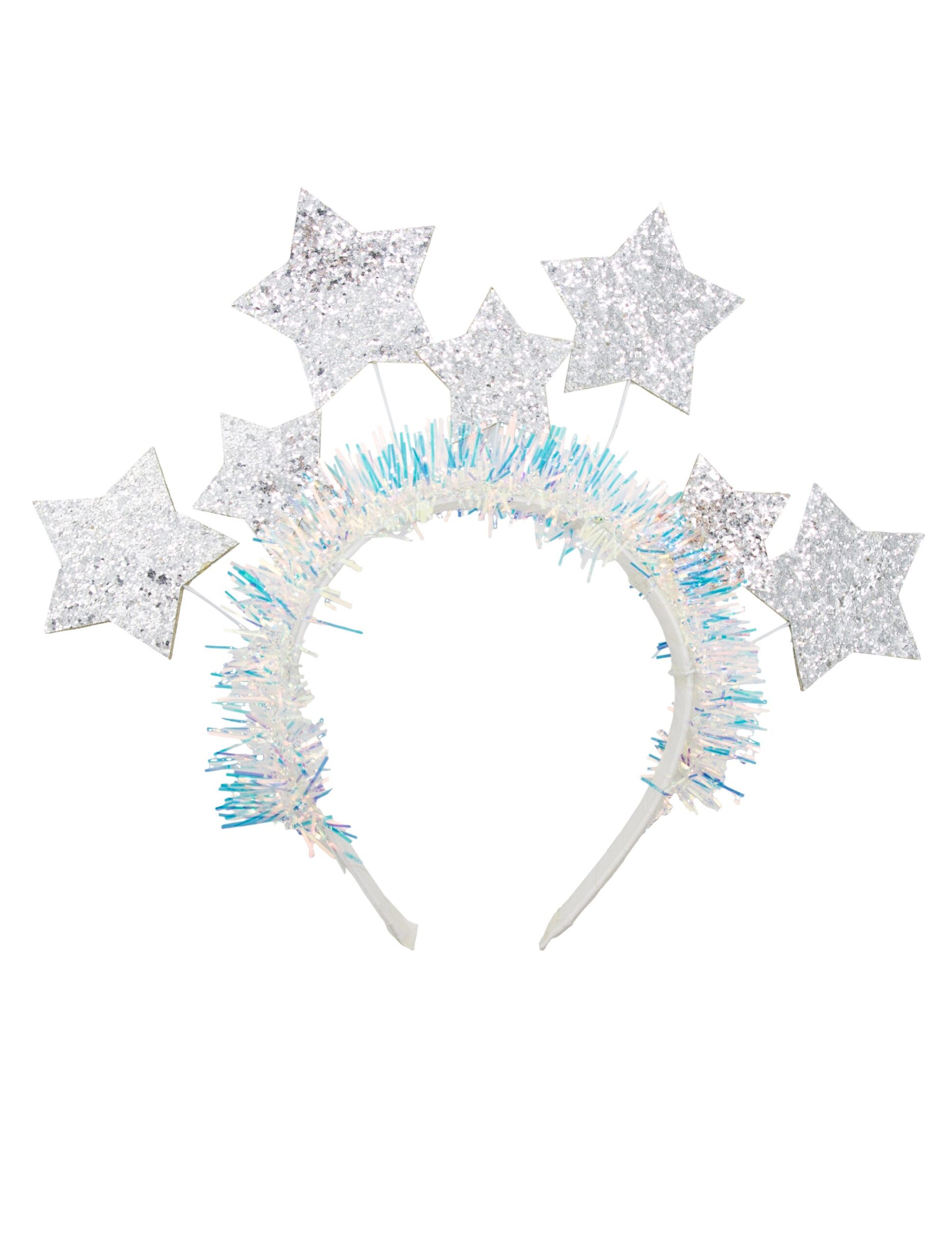 Kostümzubehör Haarreif Sterne mit Lametta silber 1 Kostümzubehör Haarreif Sterne mit Lametta silber