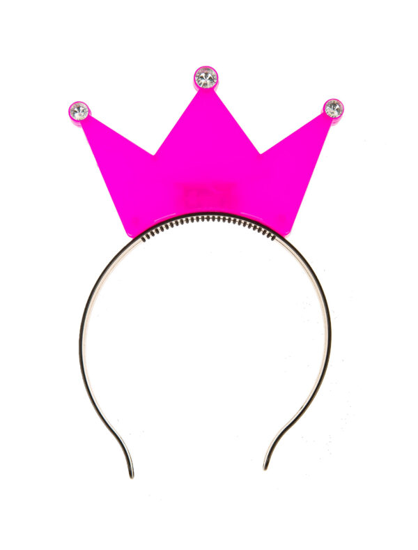 Kostümzubehör Haarreif blinkend Krone pink