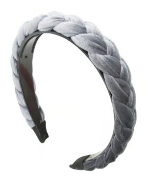 Kostümzubehör Haarreif geflochtenes Band grau