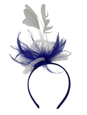 Kostümzubehör Haarreif mit Federn leuchtend blau/weiß