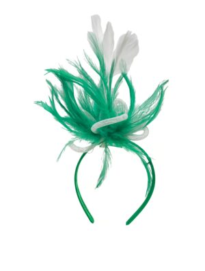 Kostümzubehör Haarreif mit Federn leuchtend grün/weiß