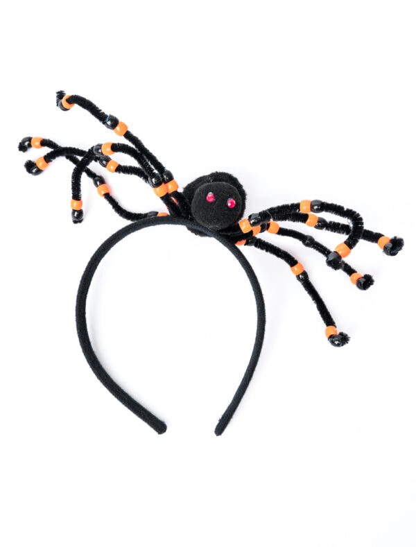 Kostümzubehör Haarreif mit Spinne schwarz/orange