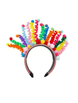 Kostümzubehör Haarreif mit Spiralen und Pompoms bunt Farbe: bunt