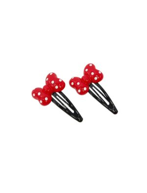 Kostümzubehör Haarspange Maus rote Schleife schwarz/weiß/rot