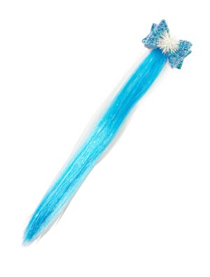 Kostümzubehör Haarsträhne weiß/blau an Haarspange