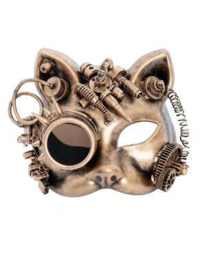 Kostümzubehör Halbmaske Katze gold mit Monokel
