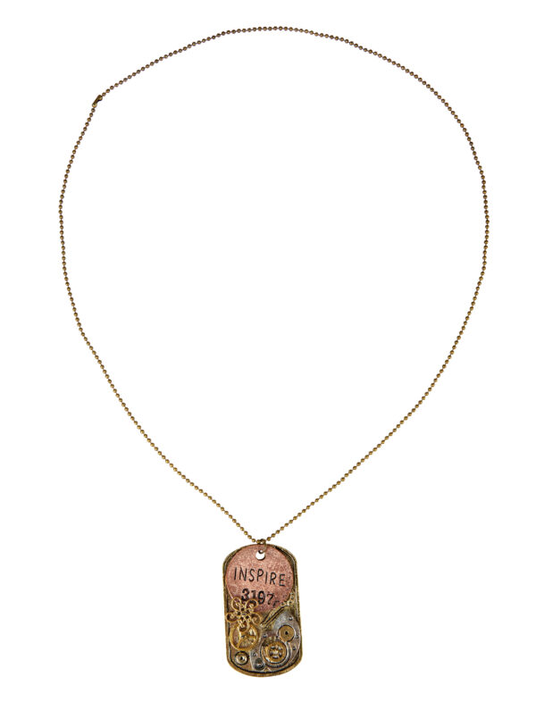 Kostümzubehör Halskette Hundemarke mit Zahnrädern inspire Farbe: bronze