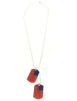 Kostümzubehör Halskette Hundemarken USA Farbe: rot/weiß/blau