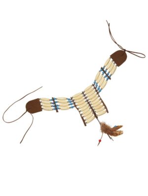 Kostümzubehör Halskette Indianer mit Perlen Farbe: braun/weiß