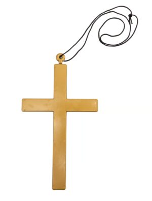 Kostümzubehör Halskette Kreuz am Band Farbe: braun